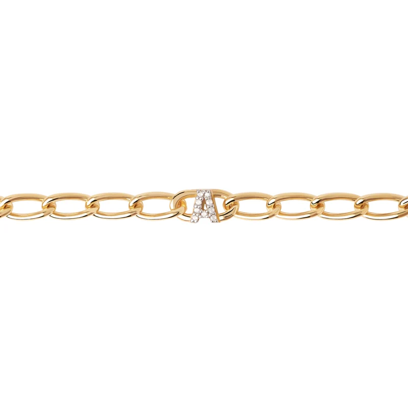 P D Paola 925 Sterling Zilveren Letter D Armband PU01-541-U Met 18K Gouden Plating