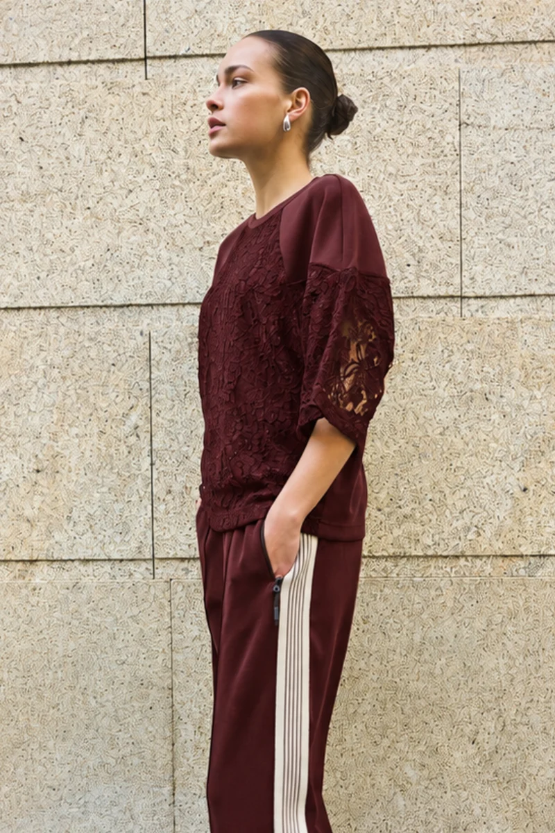Sweater Modal Lace Merlot F26.05503