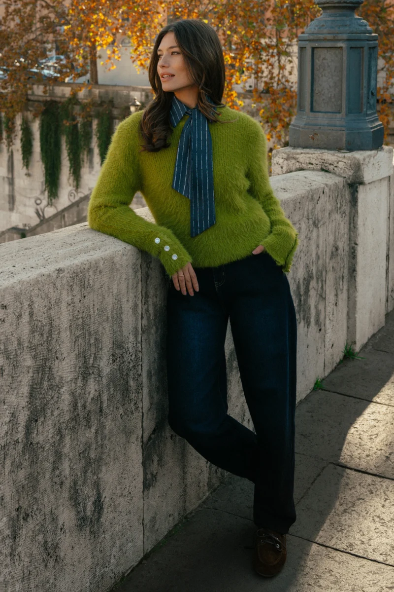 Sweater Maille Knitting Golden Cypress