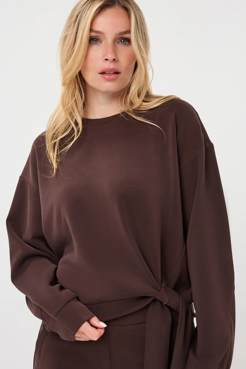 Sweater Modal Knot Detail Cacao F26.05502