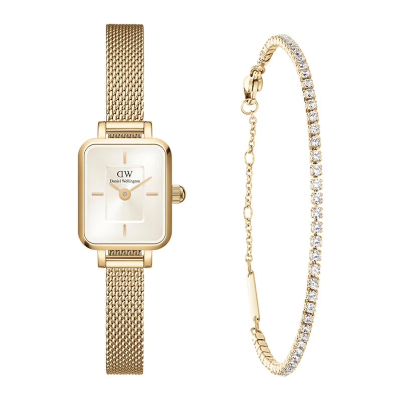 Daniel Wellington Quadro Mini Dameshorloge En Armband Giftset DW00590011