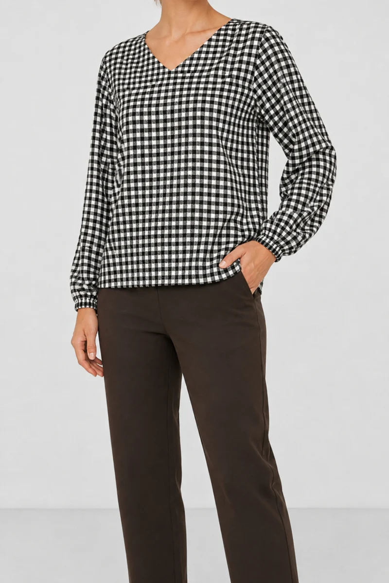 Travel Top Losina Brown Check