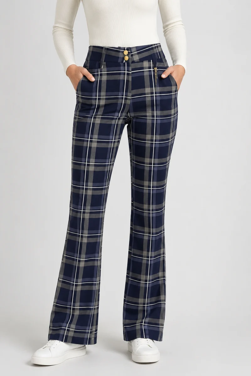 Travel Broek Sarah Blue Check