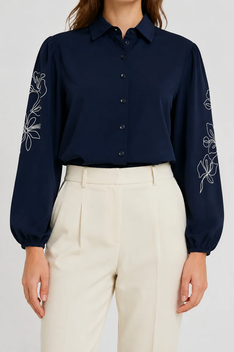 Travel Blouse Larixxe Navy Offwhite
