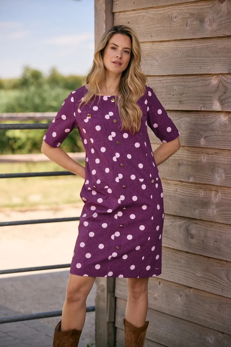 Travel Jurk Dot Structure Print Magenta Purple 202869