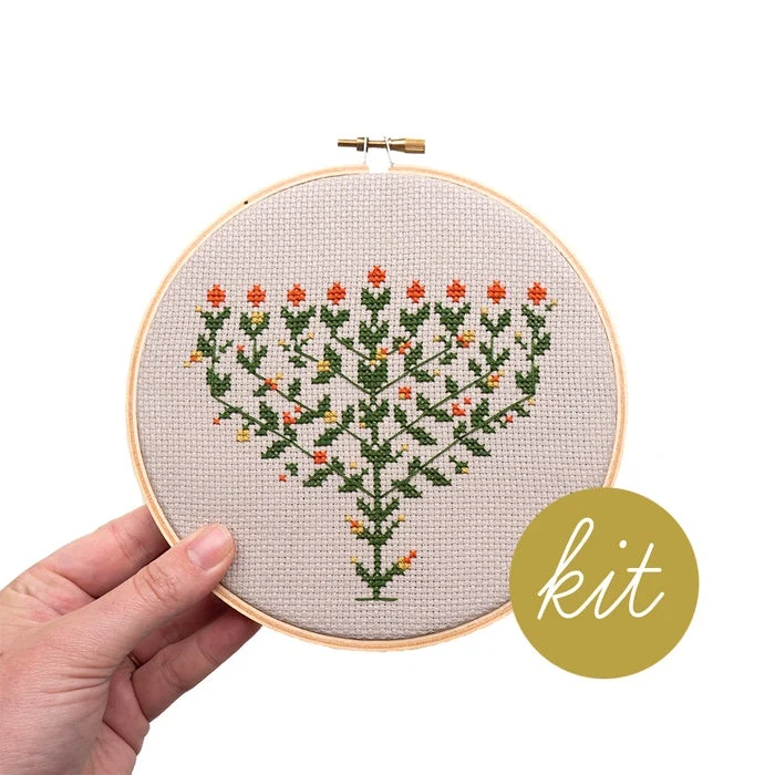 Flowering Menorah Cross Stitch Kit