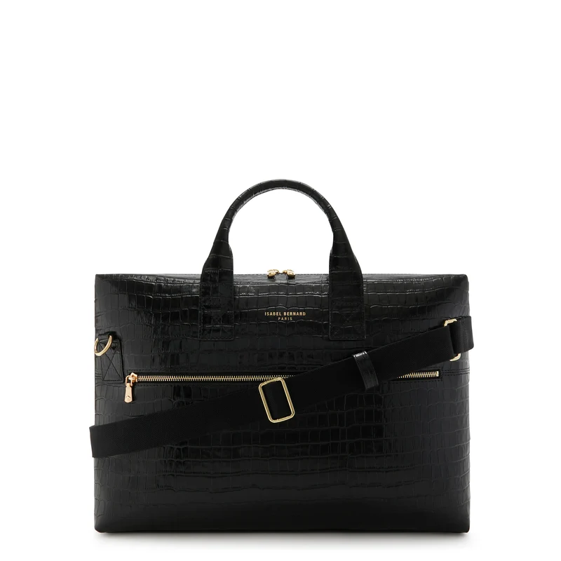 Isabel Bernard Honoré Anique Croco Zwarte Kalfsleren Handtas IB25072