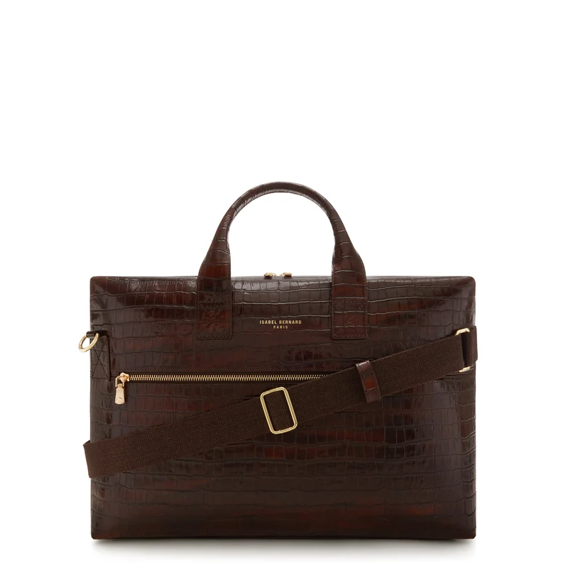 Isabel Bernard Honoré Anique Croco Bruine Kalfsleren Handtas IB25073