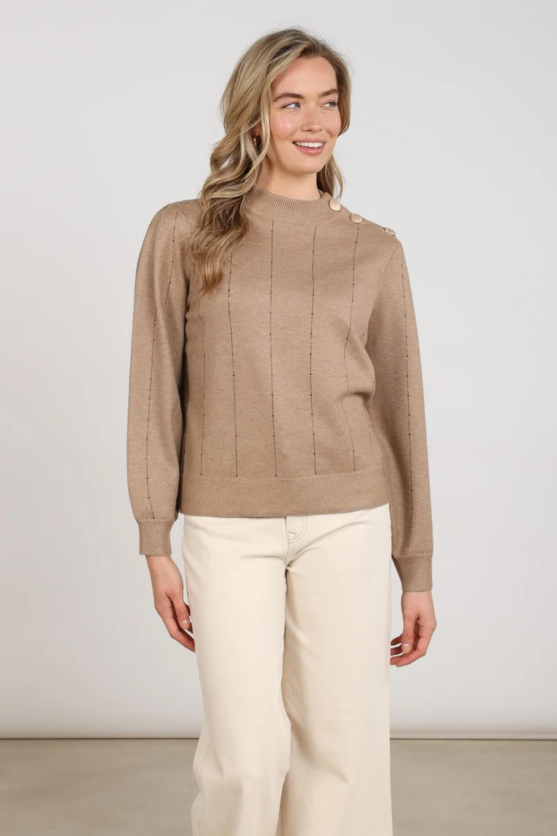 Trui Molly Strass Taupe NKF03085
