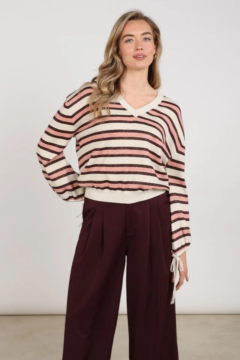Trui Kim Stripe Sand Rose NKF03054