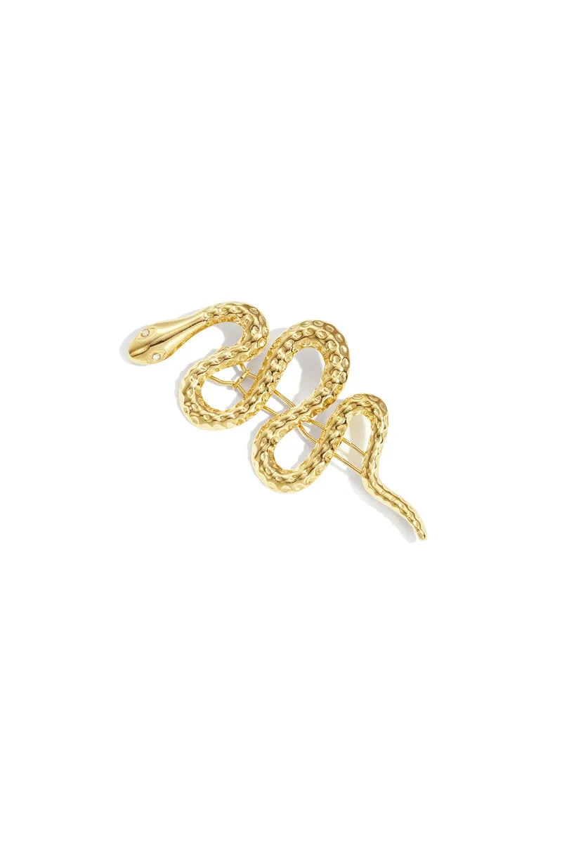 Goudkleurige Slangenbroche Dames – RVS – Snake Design