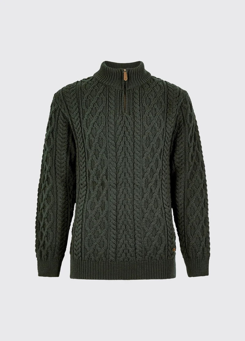 Heren Merinowol Quarter-zip Trui - Olive