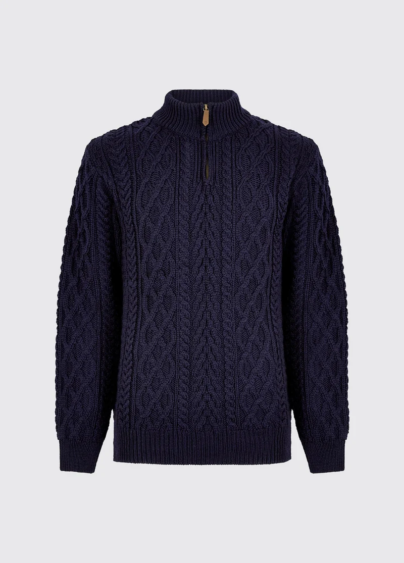 Heren Merinowol Quarter-zip Trui - Navy