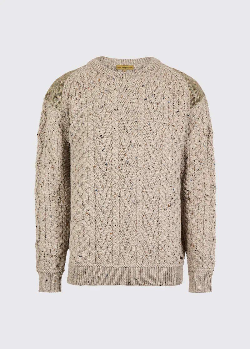 Culleton Heren Merinowol Aran Trui - Oatmeal
