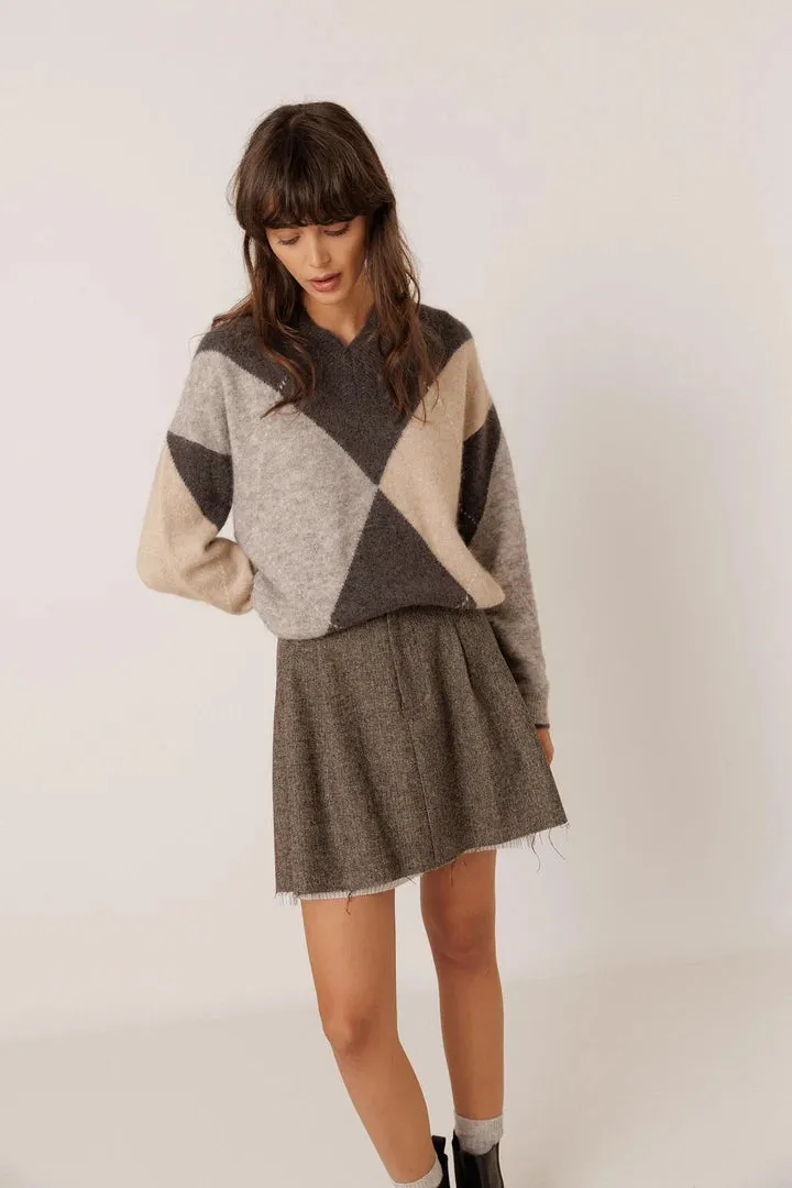 ALPACA MAXI-DIAMOND INTARSIA trui