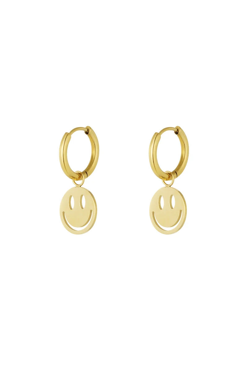 Smiley Oorbellen Dames – RVS – Goud & Zilver