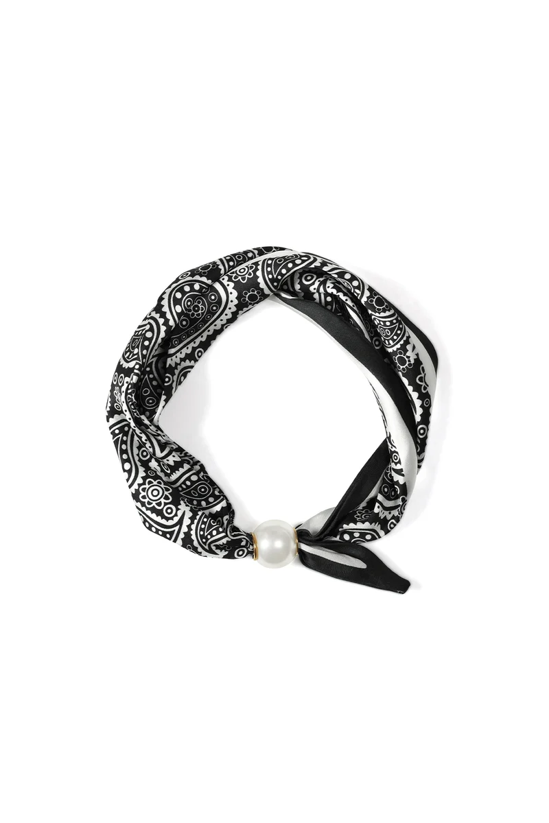 Zwarte Dames Zomersjaal met Paisleyprint – Polyester