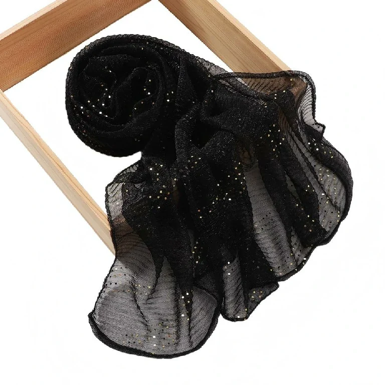 Groothandel Premium Geplooide Glitter Hijab met Sprankelende Stippen