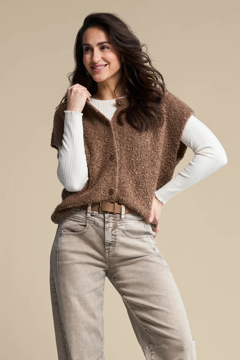 Top Sleeveless Knit Boucle Mud SRB5074