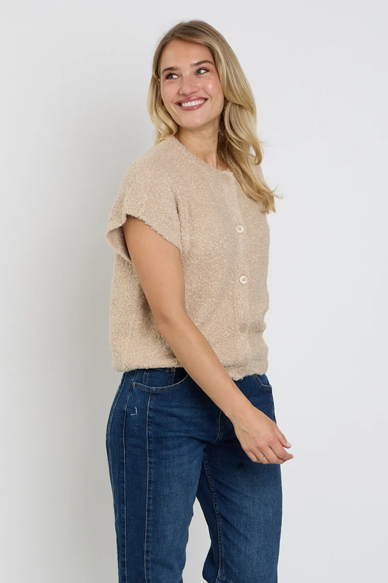 Top Sleeveless Knit Boucle Latte SRB5074