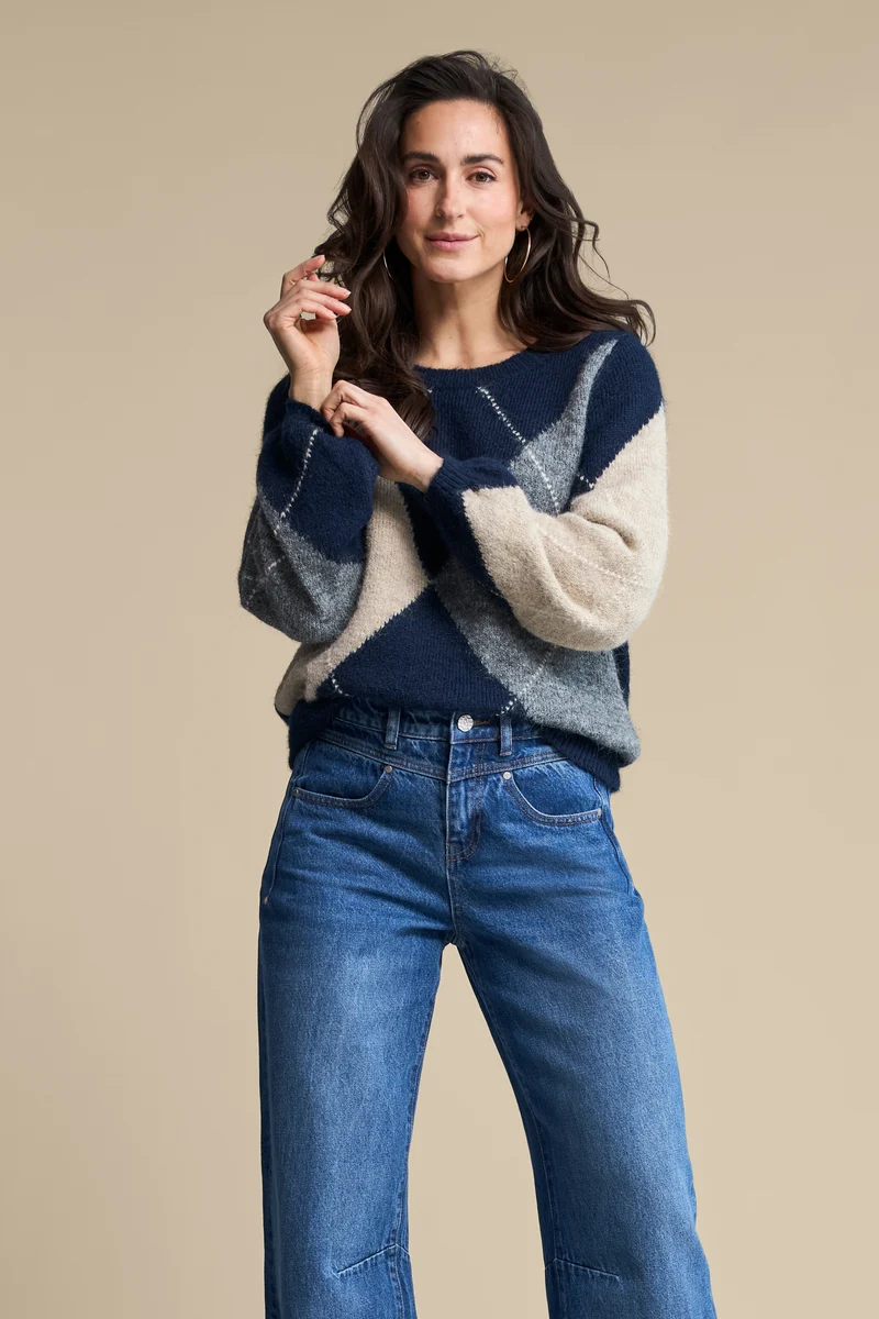 Sweater Argyle Indigo SRB5067