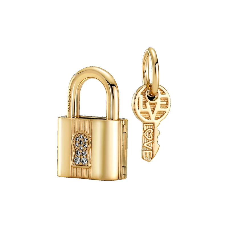 Pandora Moments Gold-coloured Padlock & Key Charm 760088C01