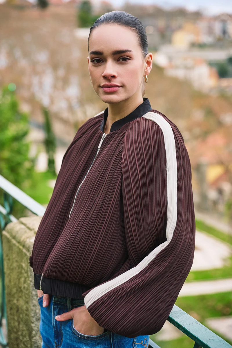Jacket Bomber Plisse Cacao F26.28500