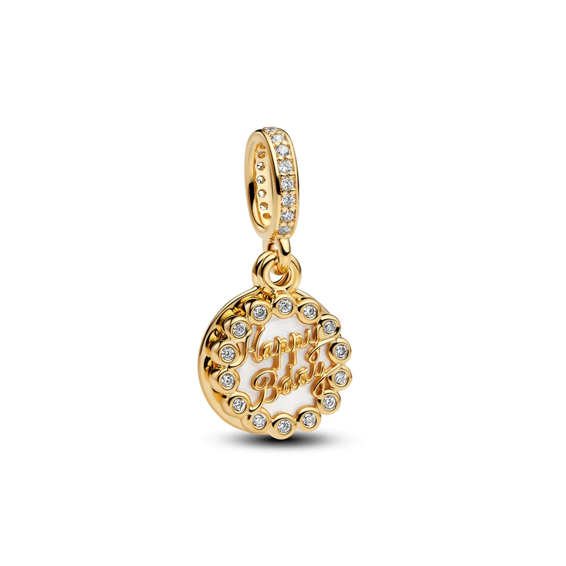 Pandora Moments Gold Plated Happy Birthday Hangende Bedel 763787C01