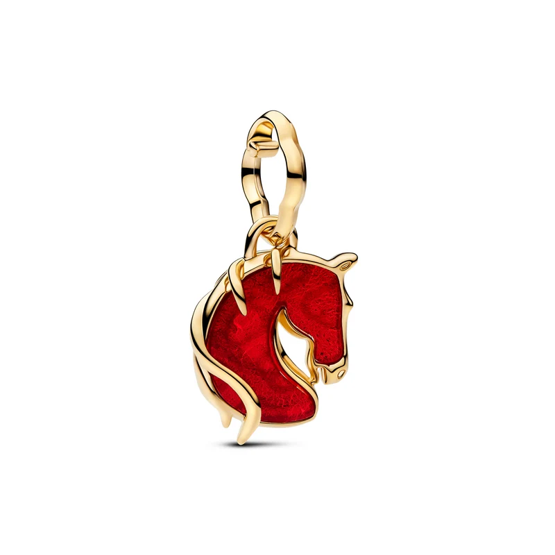 Pandora Moments Gold Plated Red Fire Horse Murano Glass Pendant Charm 764431C01