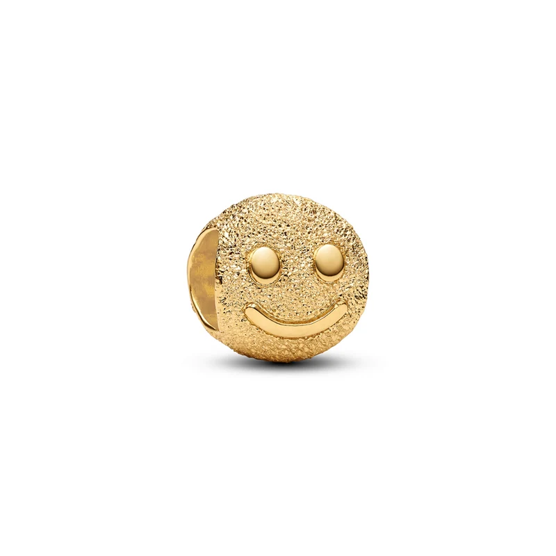 Pandora Moments Gold Plated Mini Charm Textured Happy Face 764526C00