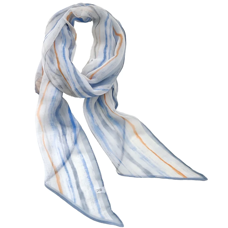 Groothandel abstracte aquarel penseelstreek chiffon sjaal met puntige uiteinden