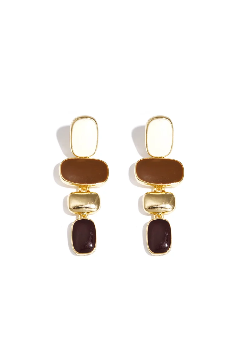 Goudkleurige Oorbellen Dames – Onregelmatig Design – Emaille