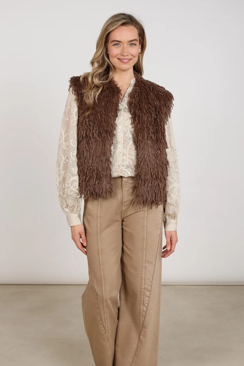 Gilet Mila Feather Taupe NKF08026