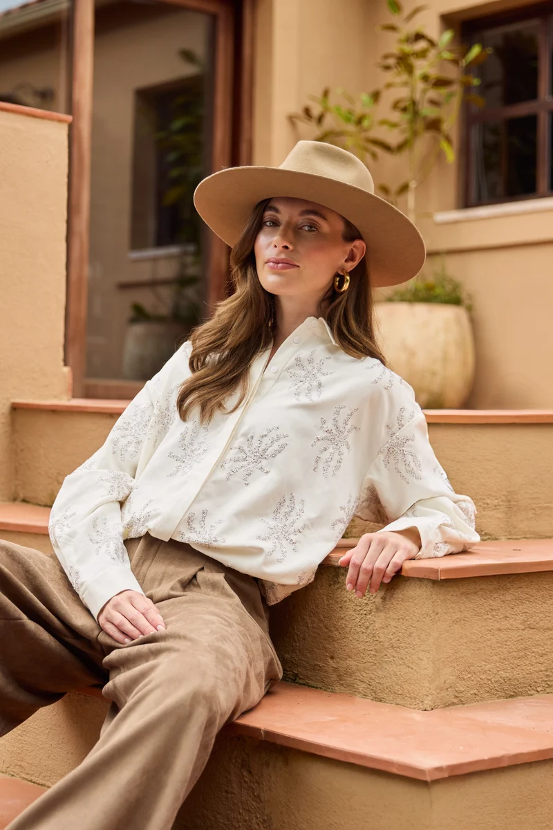 Blouse Aster Paillet Offwhite NKF02125