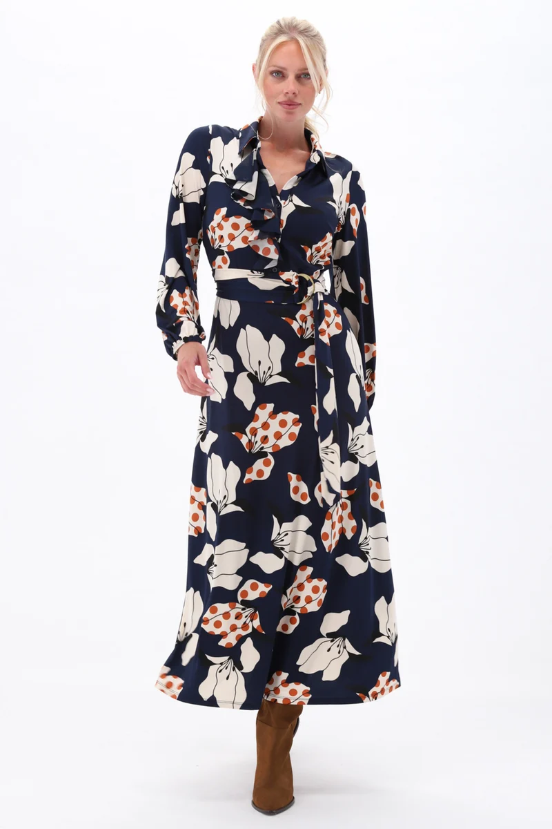 Jurk Maxi Met Ruche En Bloemenprint D300-P151