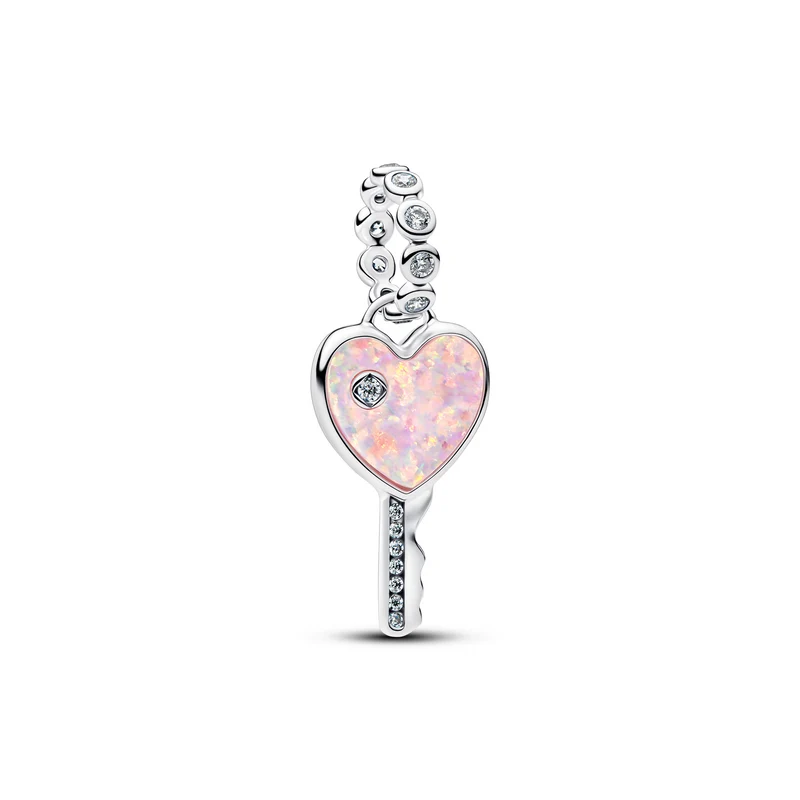 Pandora Moments 925 Sterling Silver Opalescent Heart Key Pendant 794427C01