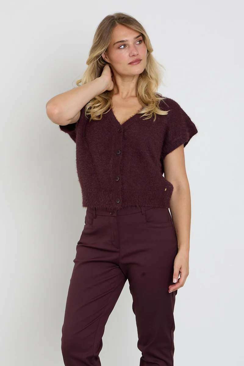 Top Sleeveless Fuzzy Burgundy SRB5116