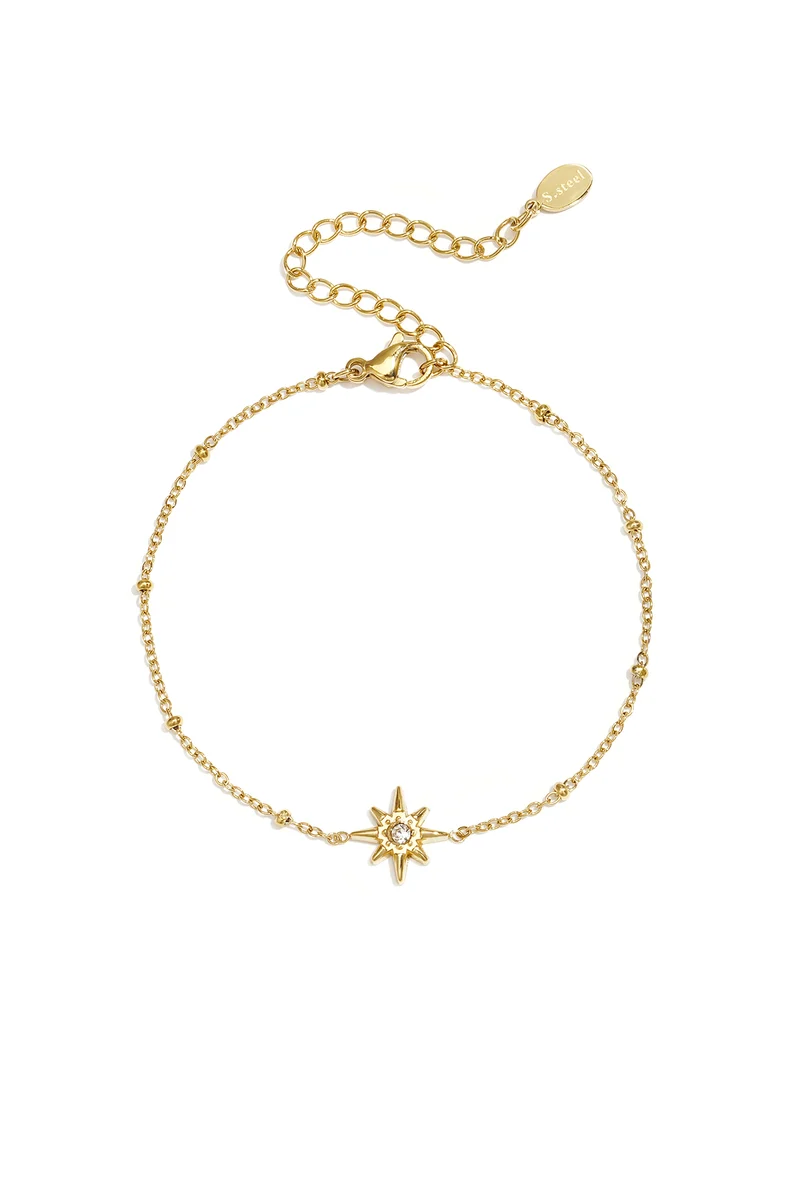 Armband met Zon Bedel & Zirkoon – RVS – Goud & Zilver