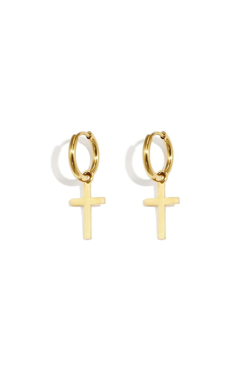 Kruis Oorbellen Dames – RVS – Goud & Zilver