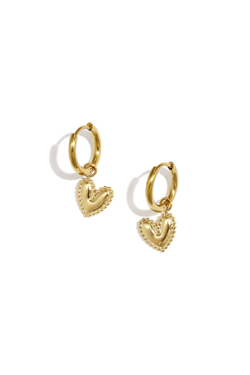 Hartvormige Oorbellen Dames – RVS – Goud & Zilver