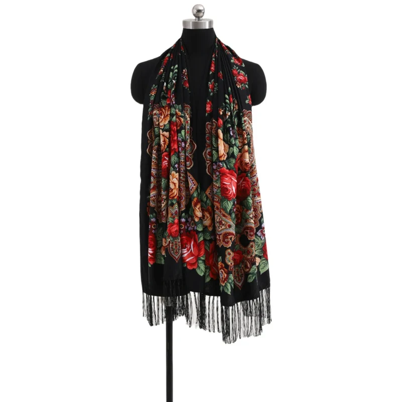 Groothandel Babushka Floral Russische Folk Kasjmier Sjaal