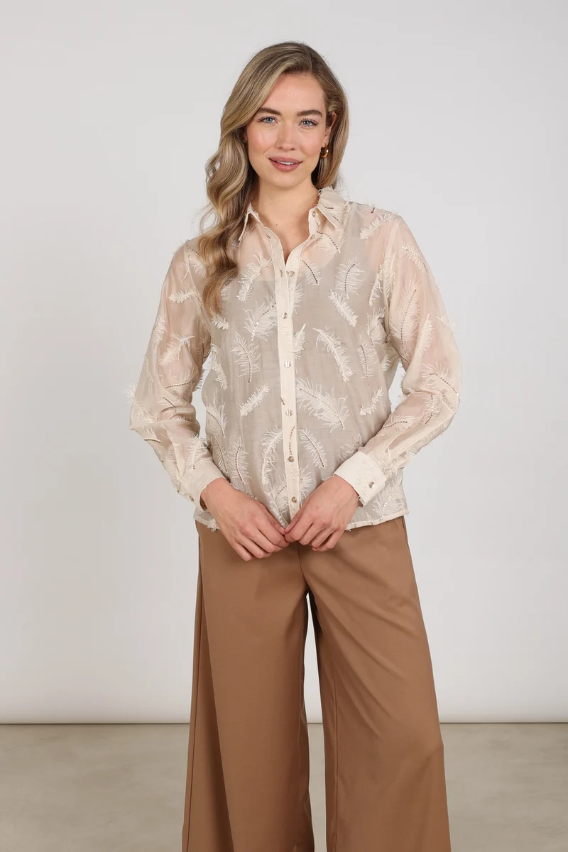 Blouse Aysha Feathers Sand NKF02179