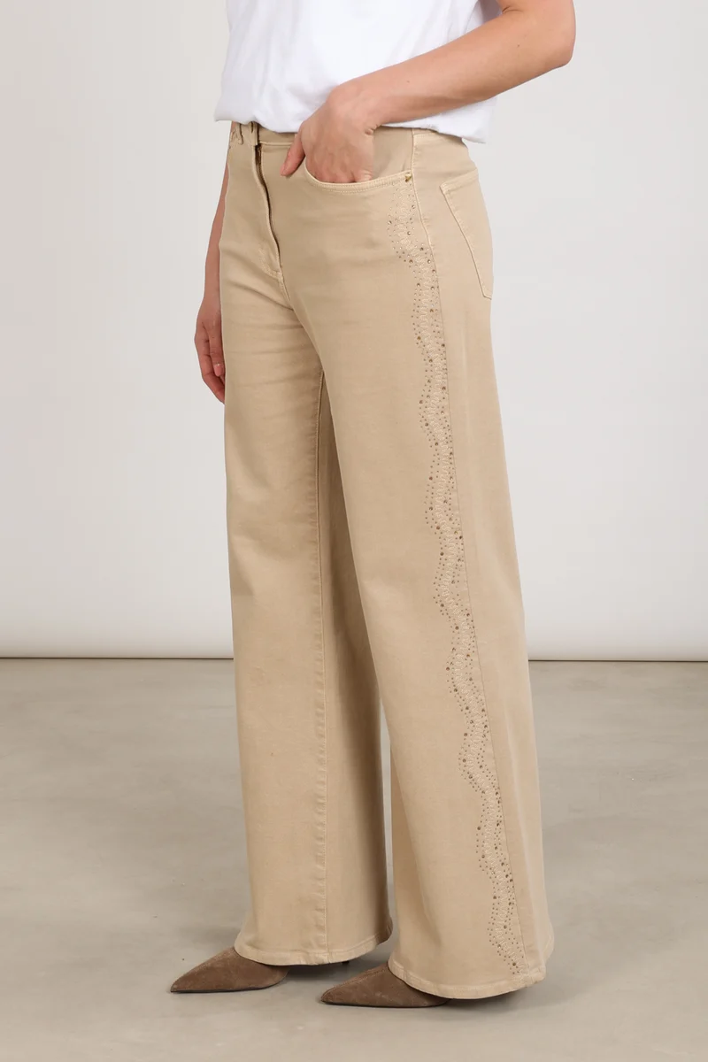 Broek Tessa Strass Sand NKF09114