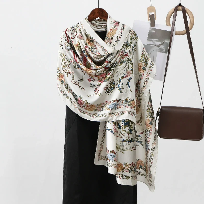 Groothandel grote sjaal met feniks- en bloemenprint voor dames (hijab)