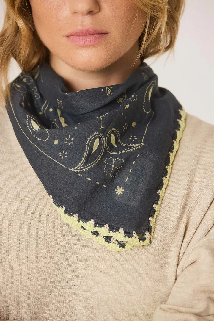 BANDANA WITH CROCHET TRIM
