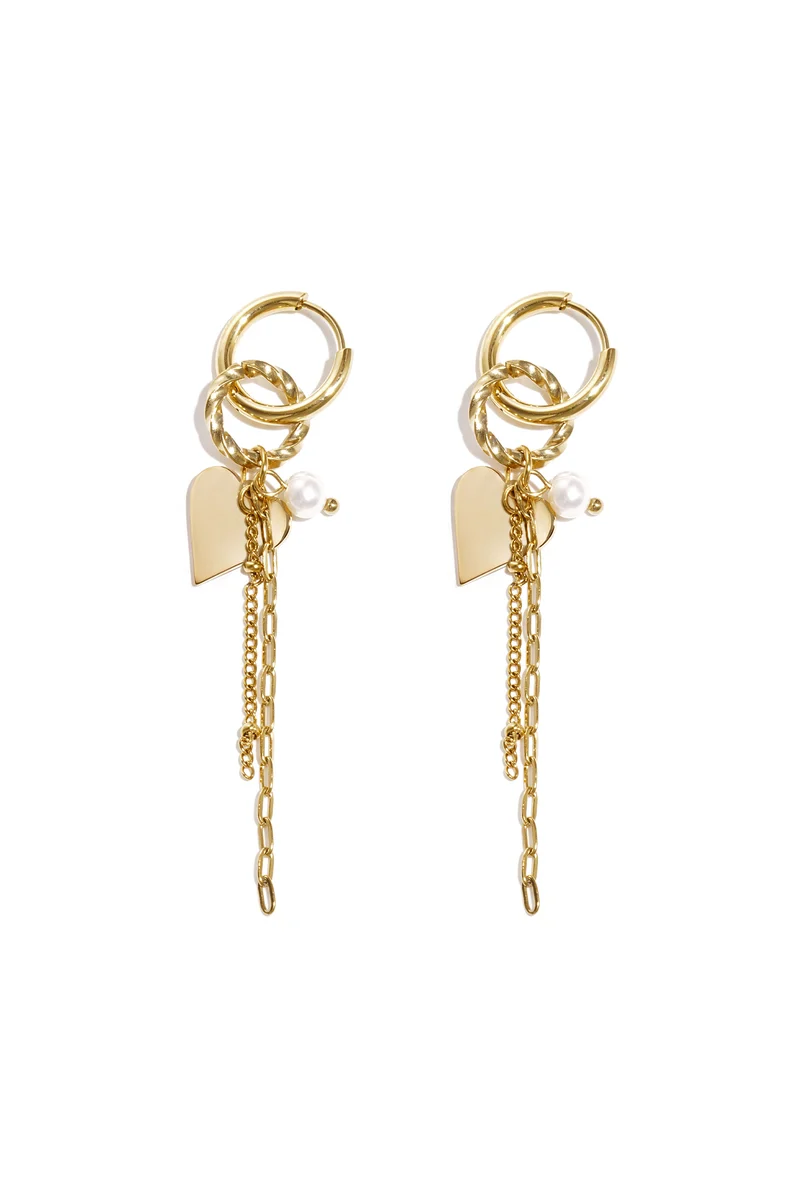 Hangende Hart Oorbellen Dames – RVS – Goud & Zilver
