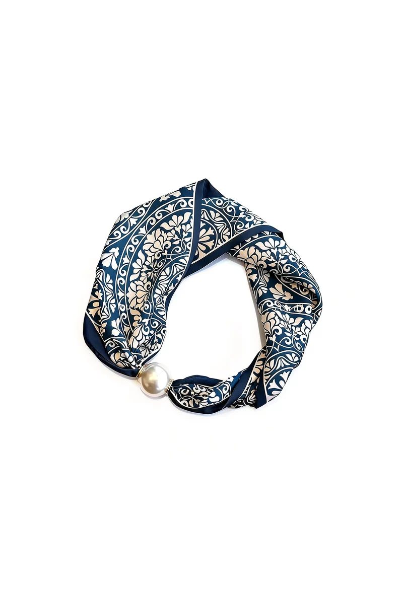 Blauwe Dames Zomersjaal met Bloemenprint – Polyester