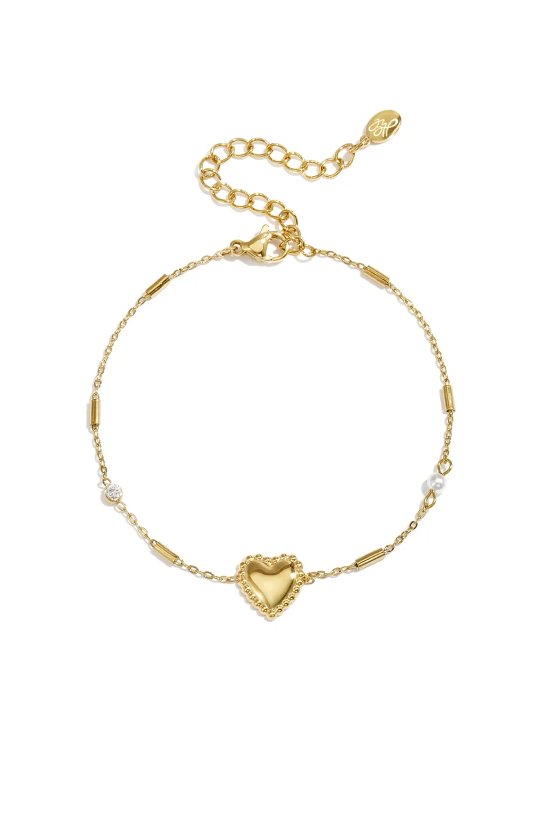 Hart Armband met Zirkoon Dames – RVS – Goud & Zilver