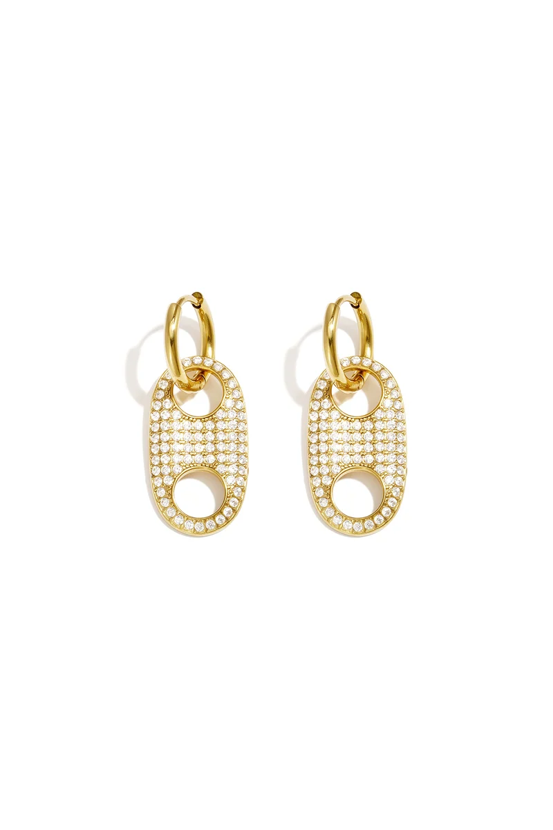 Hangende Oorbellen met Strass Dames – RVS – Goud & Zilver