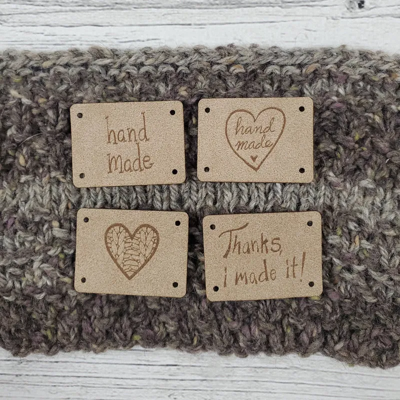 Assorted Hand Made Heart Faux Suede Tags - Card of 4